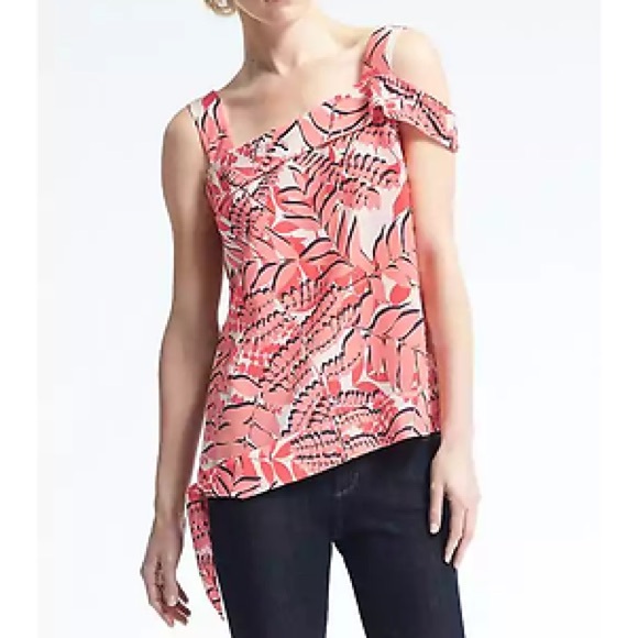 Banana Republic palm print asymmetrical top - Picture 1 of 8